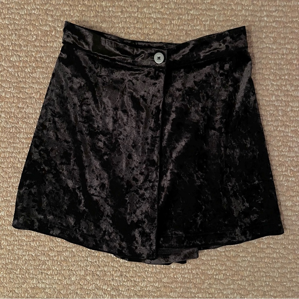 Black Crushed Velvet Shorts